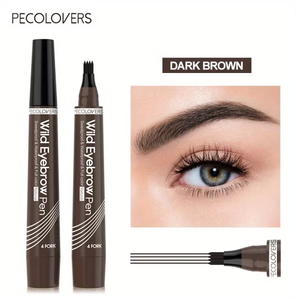 4 Forks Eye Brow Pen, 5 Color Natural Matte Liquid Tint Makeup Long Lasting Waterproof Eyebrow Smudge Proof Cosmetic - Image 9