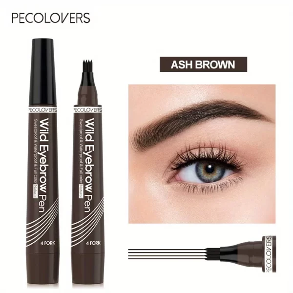 4 Forks Eye Brow Pen, 5 Color Natural Matte Liquid Tint Makeup Long Lasting Waterproof Eyebrow Smudge Proof Cosmetic - Image 11