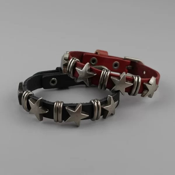 Gothic Star Punk Faux Leather Bracelet for Men Women Spiked Bangle Goth Jewelry Vintage Y2K Cosplay Emo Clothes Accessories - Image 4
