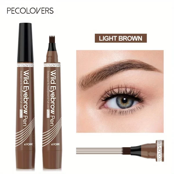 4 Forks Eye Brow Pen, 5 Color Natural Matte Liquid Tint Makeup Long Lasting Waterproof Eyebrow Smudge Proof Cosmetic - Image 8