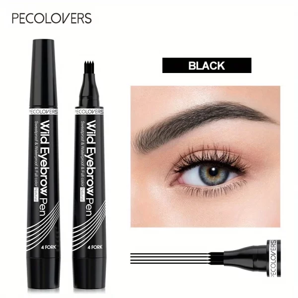 4 Forks Eye Brow Pen, 5 Color Natural Matte Liquid Tint Makeup Long Lasting Waterproof Eyebrow Smudge Proof Cosmetic - Image 10