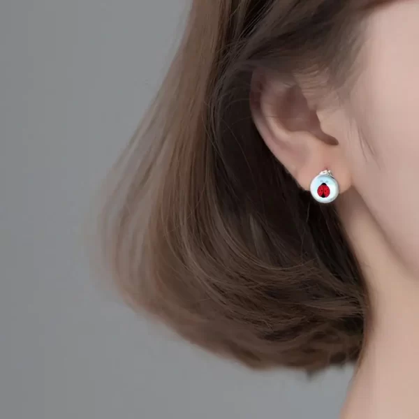 Women's Ear Clips Cute Anti-rust Ladies Glass Ladybug Earrings Hoop Dot Earrings Jewelry Gift Women Clip Earrings Ear Studs - Image 3
