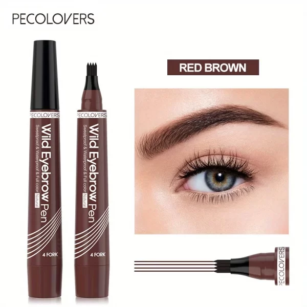 4 Forks Eye Brow Pen, 5 Color Natural Matte Liquid Tint Makeup Long Lasting Waterproof Eyebrow Smudge Proof Cosmetic - Image 7