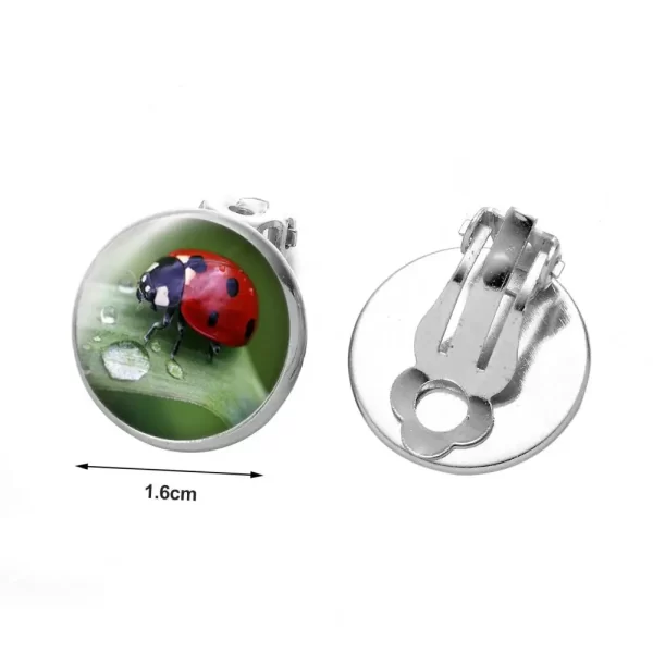 Women's Ear Clips Cute Anti-rust Ladies Glass Ladybug Earrings Hoop Dot Earrings Jewelry Gift Women Clip Earrings Ear Studs - Image 2