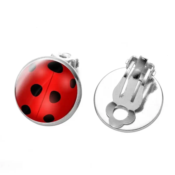 Women's Ear Clips Cute Anti-rust Ladies Glass Ladybug Earrings Hoop Dot Earrings Jewelry Gift Women Clip Earrings Ear Studs - Image 6