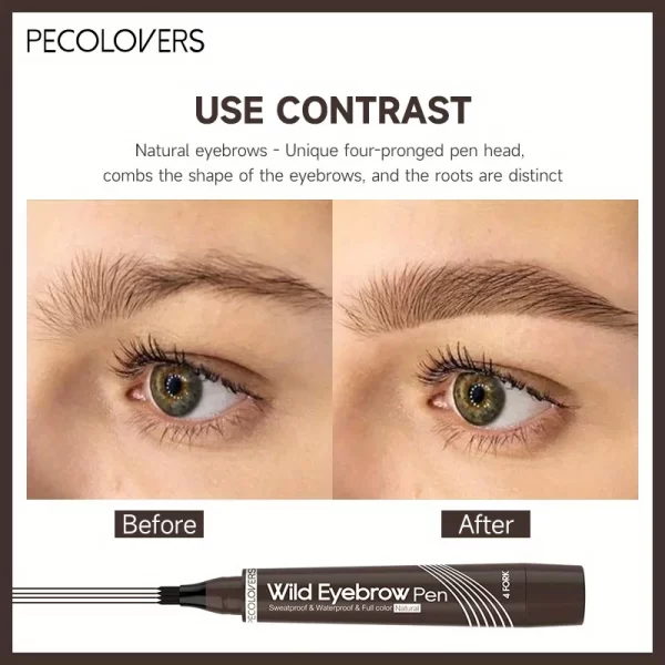 4 Forks Eye Brow Pen, 5 Color Natural Matte Liquid Tint Makeup Long Lasting Waterproof Eyebrow Smudge Proof Cosmetic - Image 4