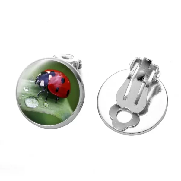 Women's Ear Clips Cute Anti-rust Ladies Glass Ladybug Earrings Hoop Dot Earrings Jewelry Gift Women Clip Earrings Ear Studs - Image 7