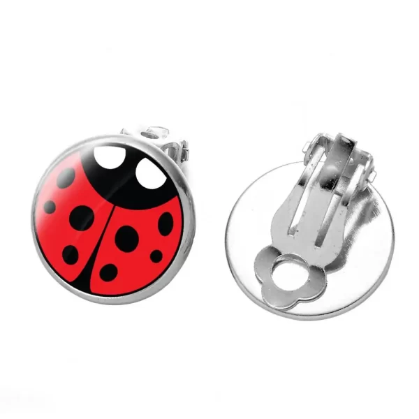 Women's Ear Clips Cute Anti-rust Ladies Glass Ladybug Earrings Hoop Dot Earrings Jewelry Gift Women Clip Earrings Ear Studs - Image 9